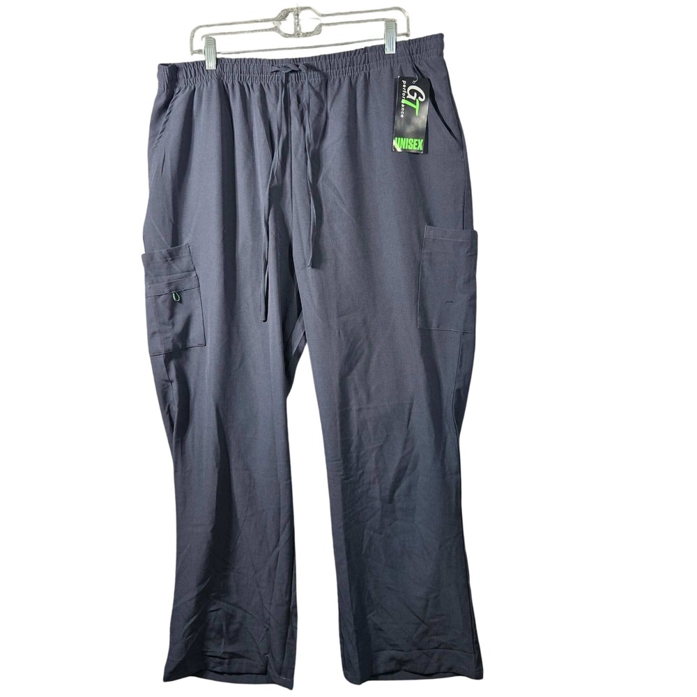GT Performance Scrub Pants Gray Cargo Drawstring Unisex 2X RSU-404STG